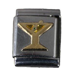 Boxing "Martini" Stainless Steel Gold Elastic Stretch Chain Link Italian Charm